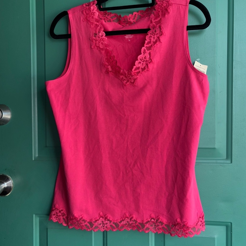 Coldwater creek large pink lacy tank new - Picture 2 of 5